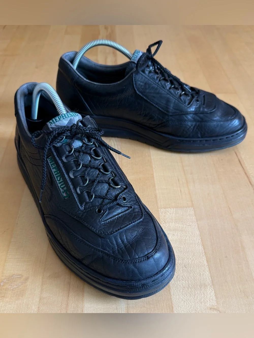 Mephisto Men's Match Black Mamouth 714 Flat Heel Lace-Up Leather Sneakers 10